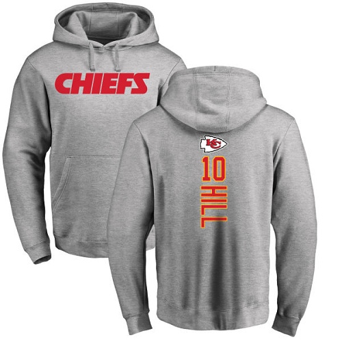 Men Kansas City Chiefs 10 Hill Tyreek Ash Backer Pullover Hoodie